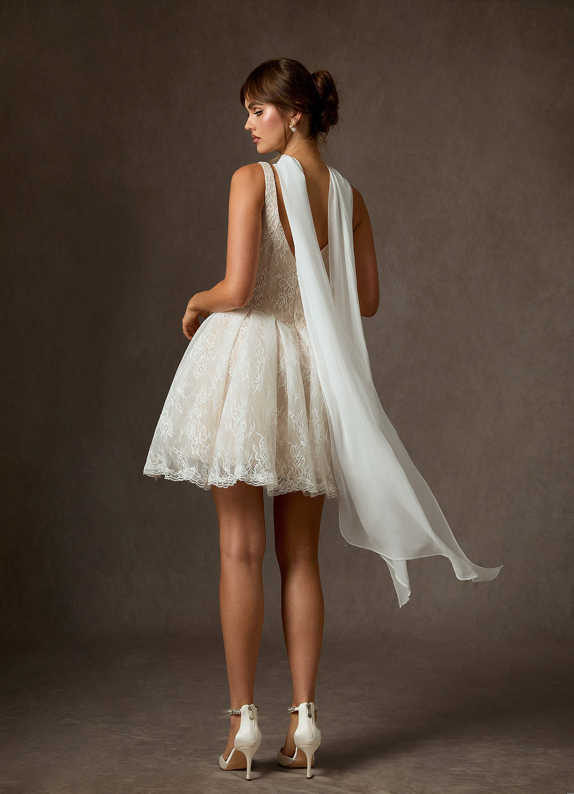 elyessen Dawn Two-Piece Diamond White A-Line Lace Dress