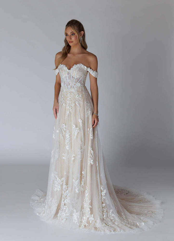 elyessen Diamond White A-Line Sweetheart Sequins Tulle Dress