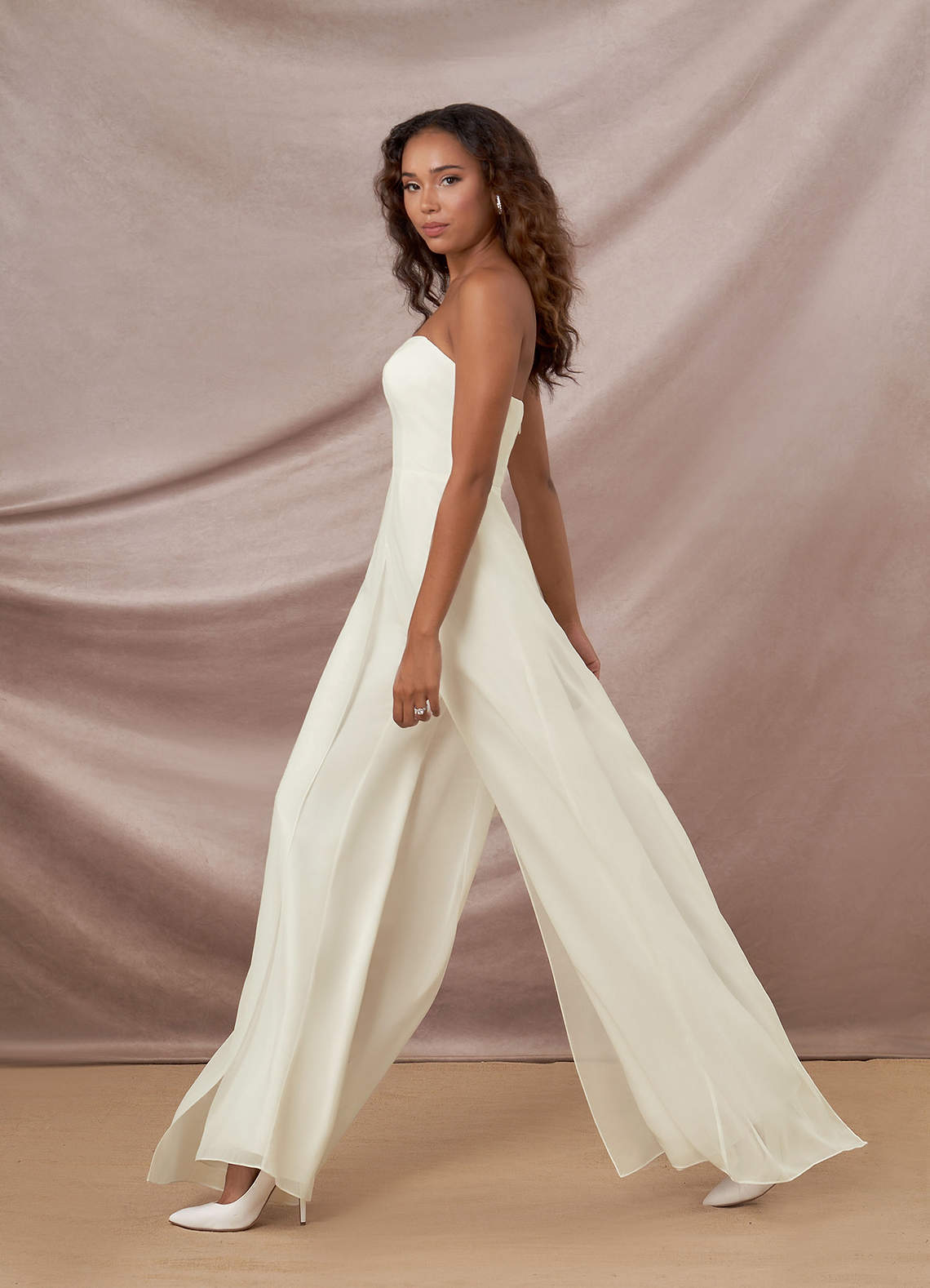 elyessen  Diamond White Pant Styles Strapless Chiffon Dress