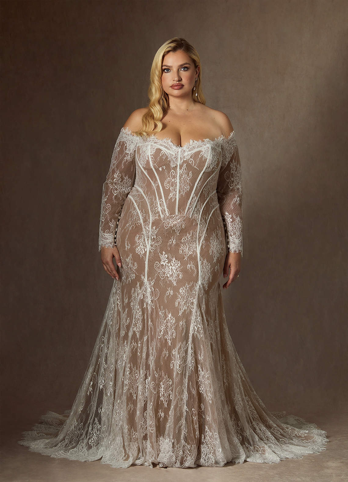 elyessen  Diamond White Mermaid Off the Shoulder Tulle Dress