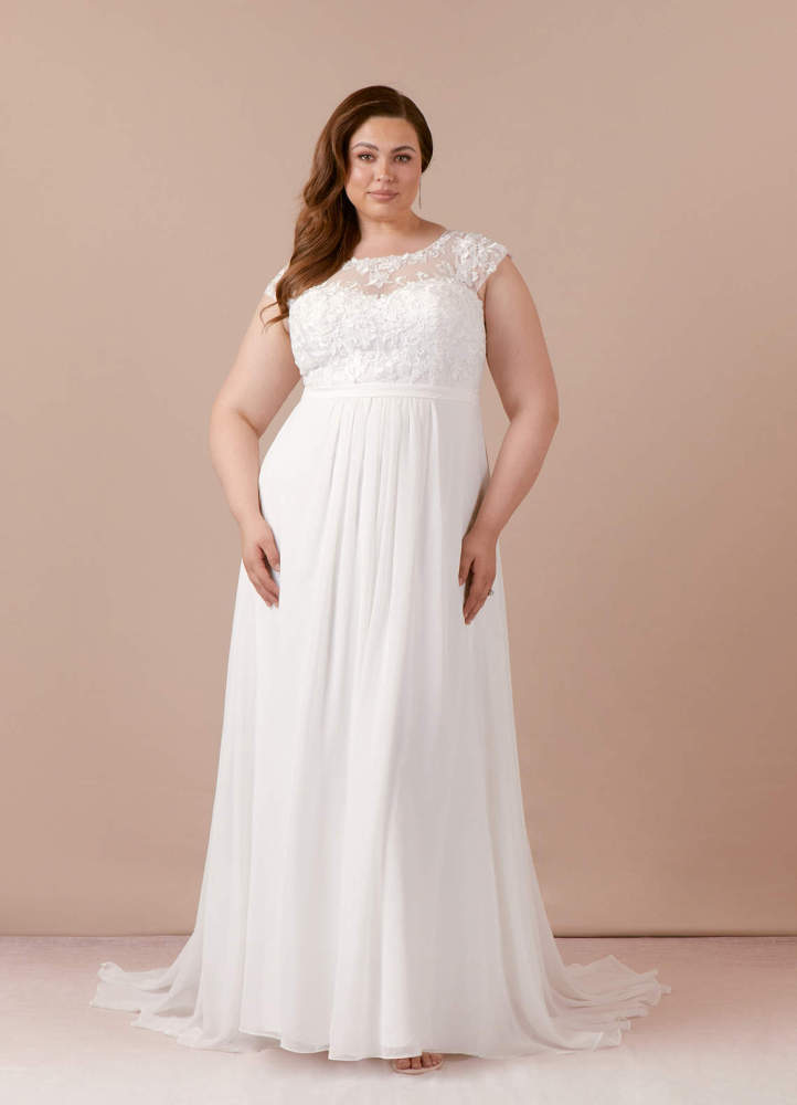elyessen Brynslee Diamond White A-Line Scoop Sequins Chiffon Dress