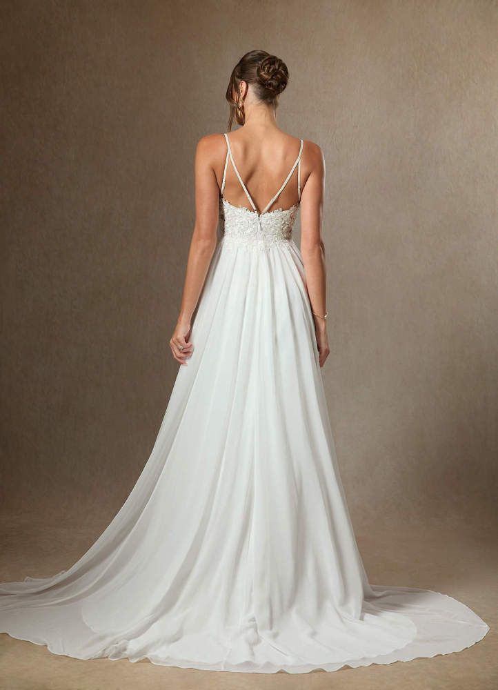 elyessen Gala Diamond White A-Line Lace Chiffon Dress