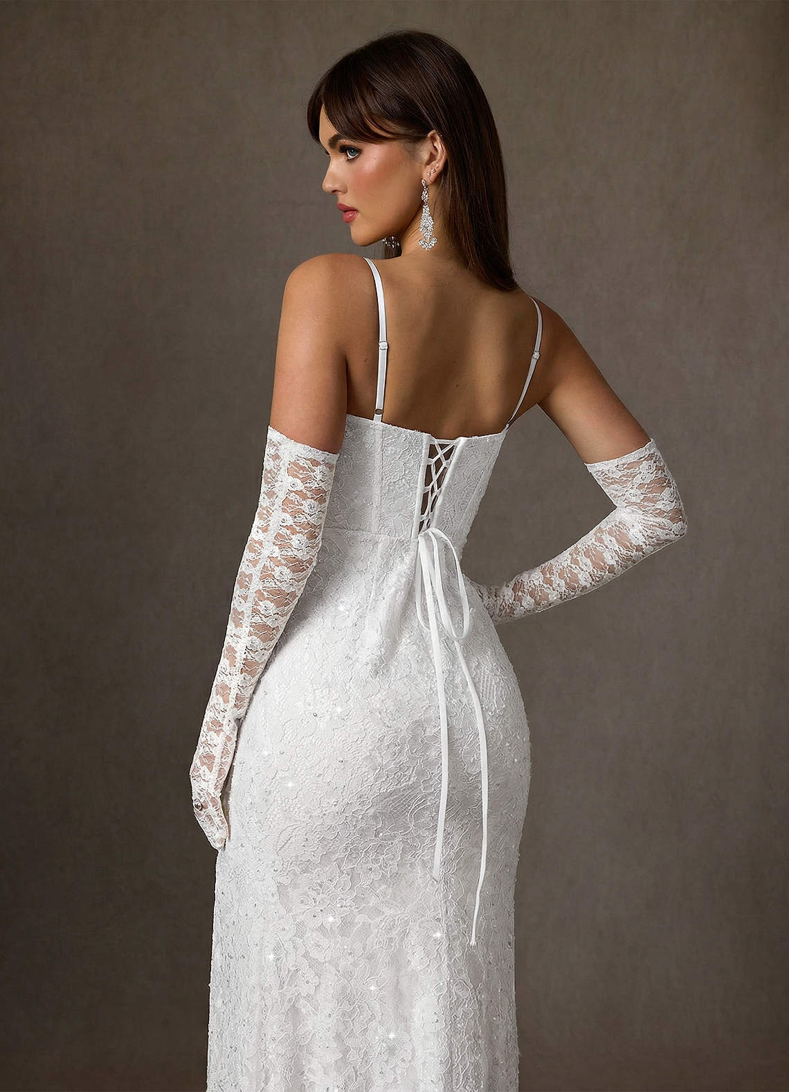 elyessen Jyotsna Stretch Diamond White A-Line Lace Dress