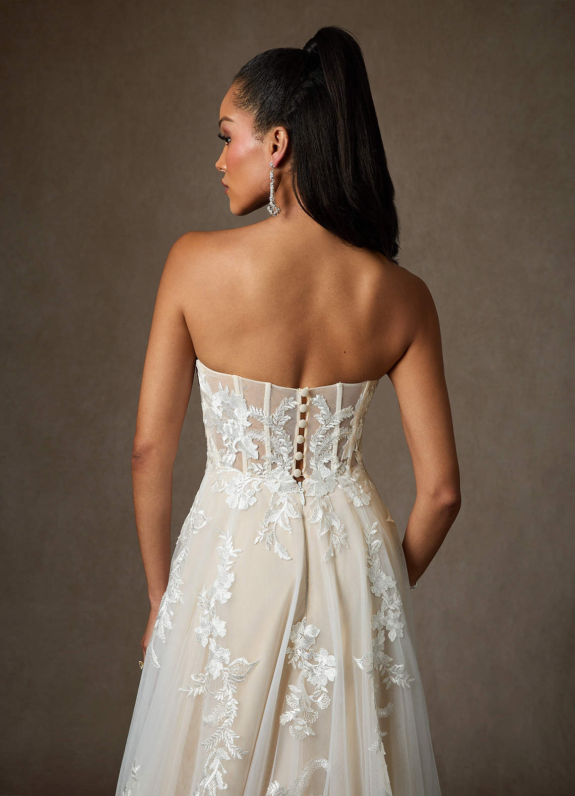 elyessen  Diamond White A-Line Sequins Tulle Dress