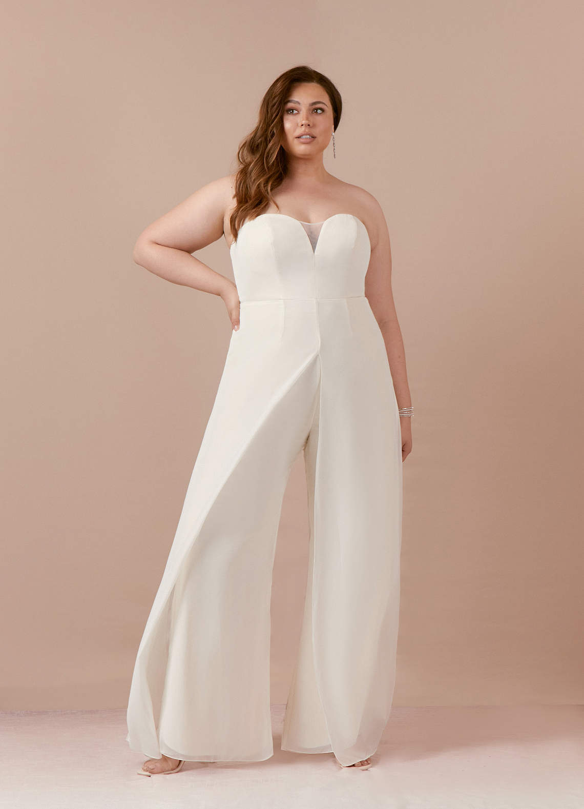 elyessen Tamara Diamond White Pant Styles Strapless Chiffon Dress