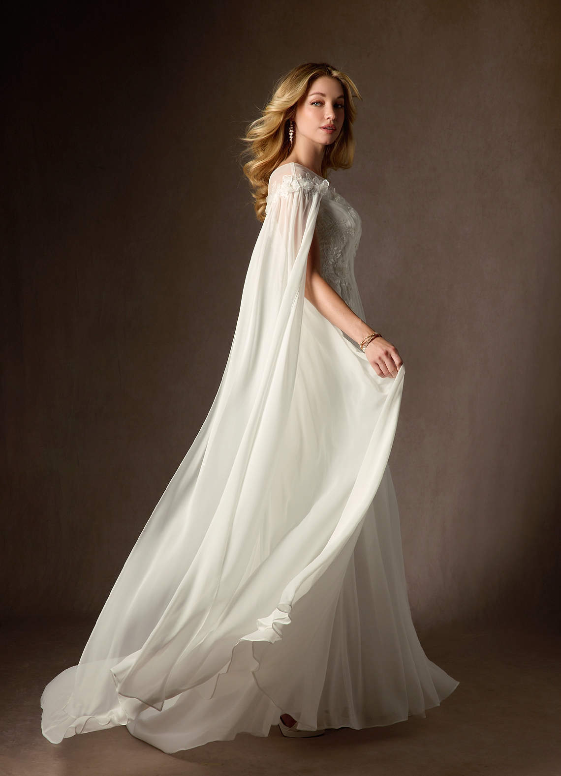 elyessen Diamond White A-Line Scoop Chiffon Dress