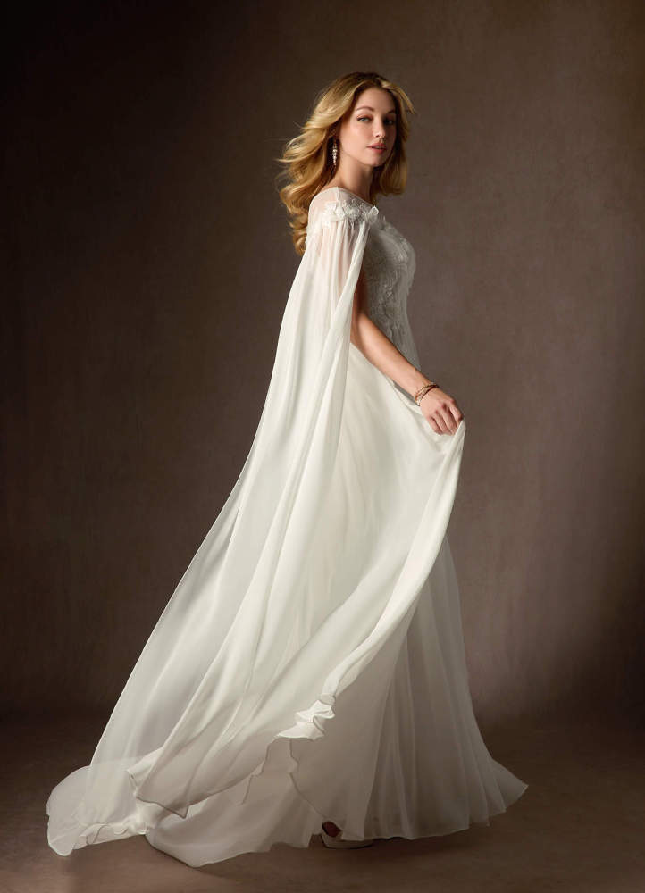 elyessen Diamond White A-Line Scoop Chiffon Dress