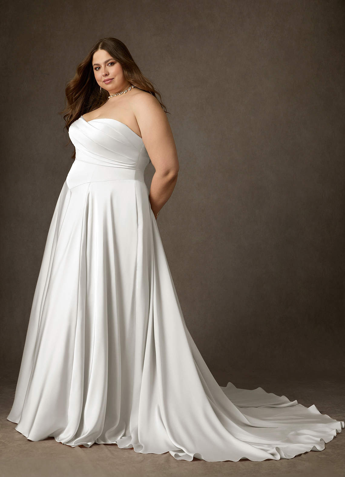elyessen Alta Stretch Diamond White A-Line Strapless Stretch Satin Dress