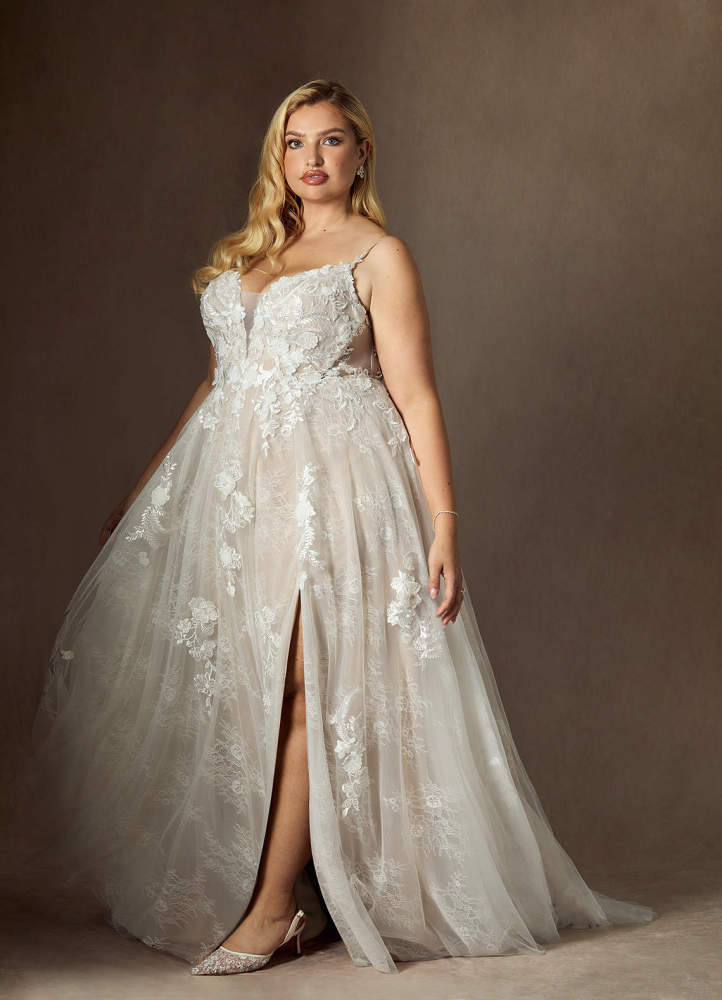 elyessen  Diamond White A-Line Lace Tulle Dress