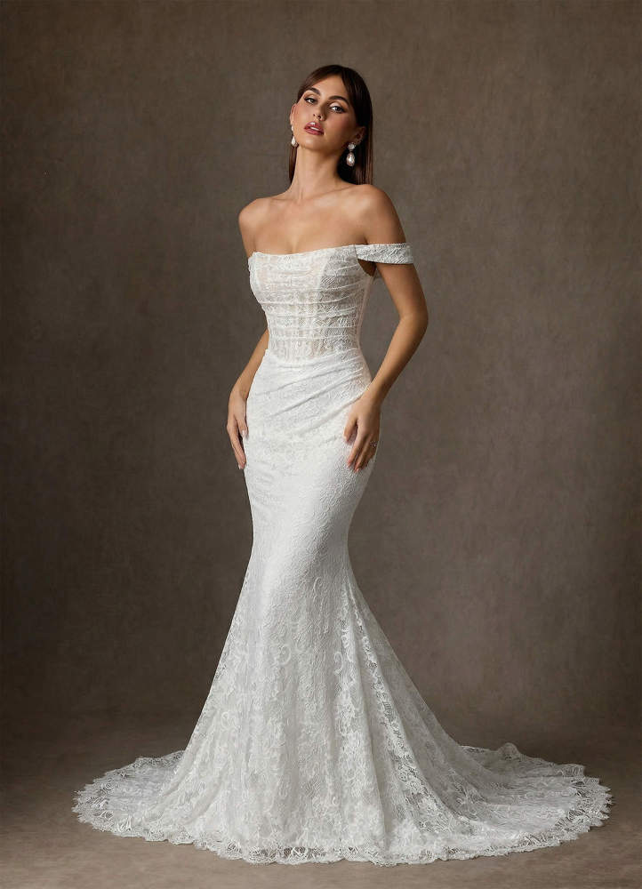 elyessen Idalis Diamond White Mermaid Lace Dress