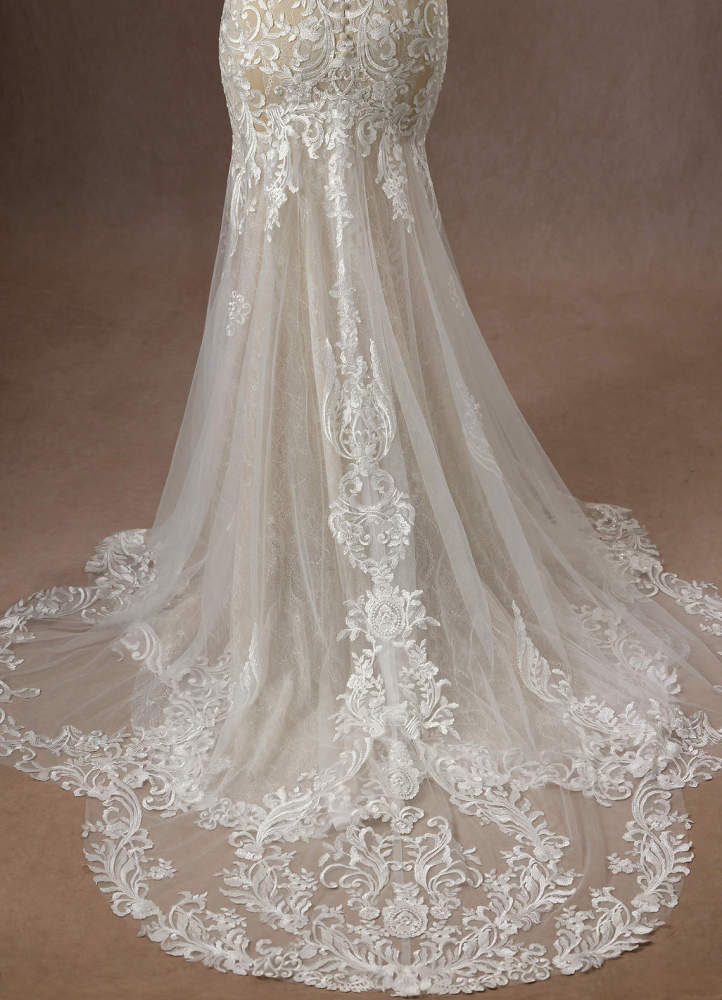 elyessen  Diamond White Mermaid V-Neck Sequins Tulle Dress