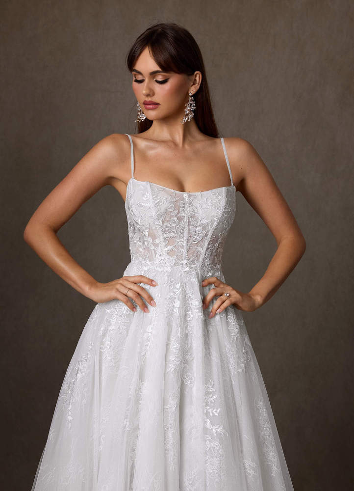 elyessen Elowyn Two-Piece Diamond White Ball-Gown Strapless Lace Dress