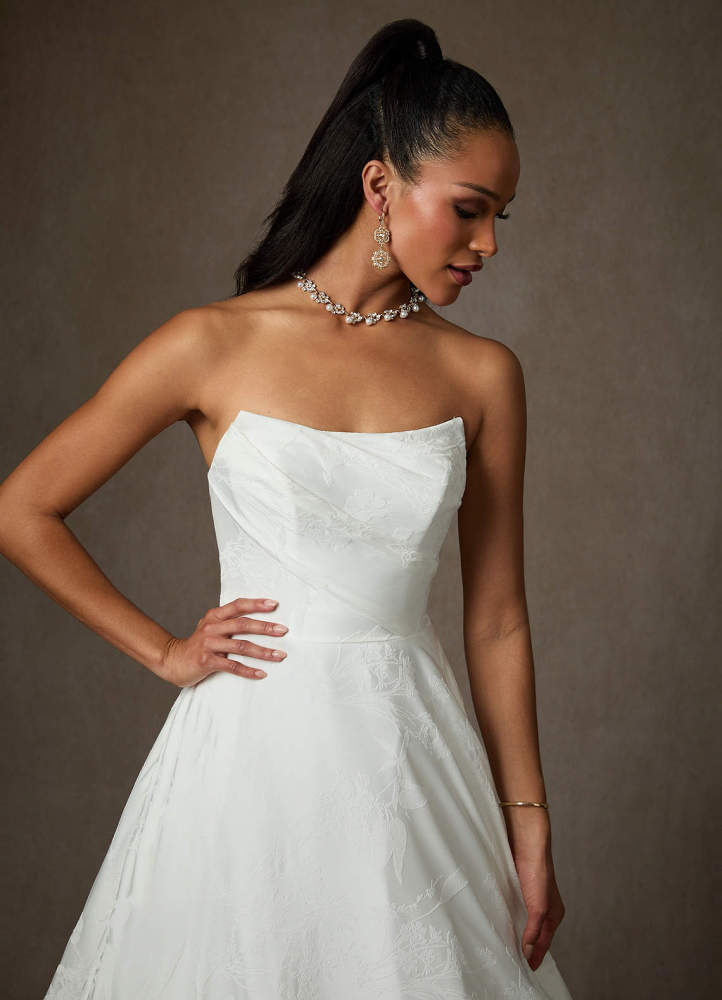 elyessen Kandice Diamond White Ball-Gown Floral Jacquard Dress