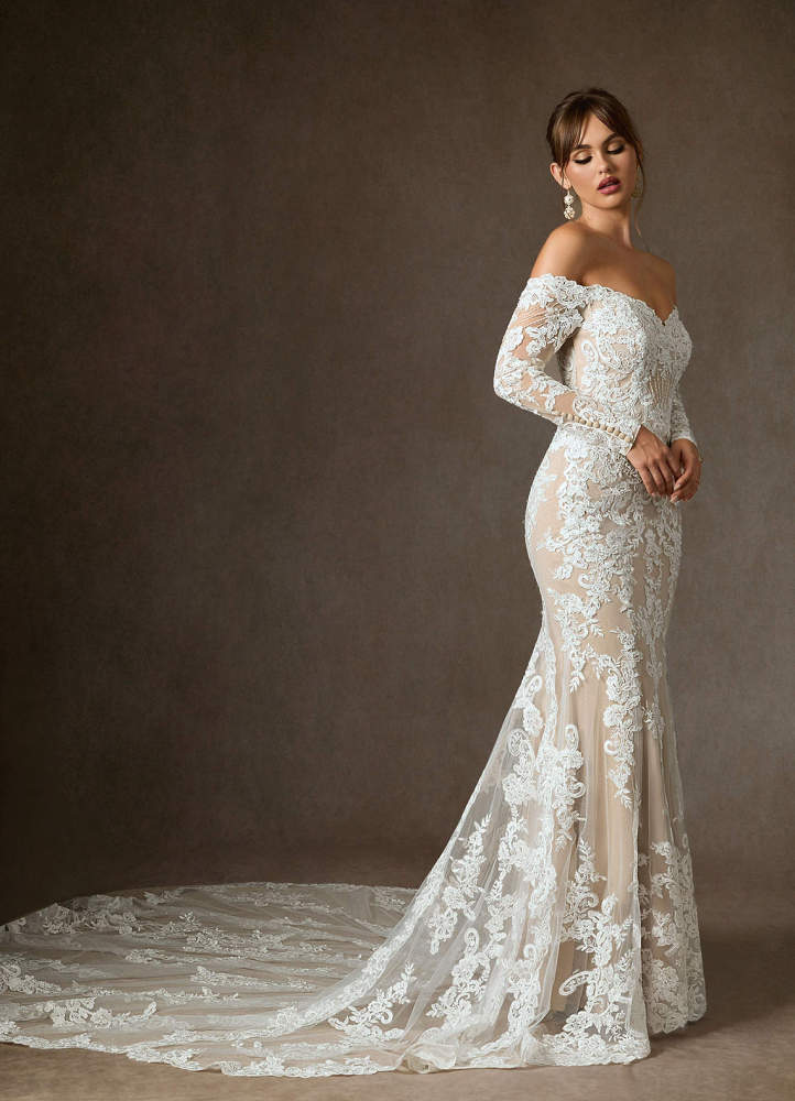 elyessen  Diamond White Mermaid Sequins Tulle Dress