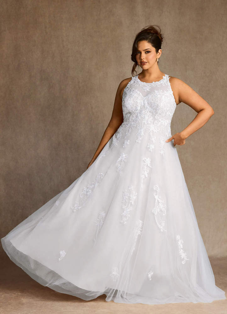 elyessen Melrose Diamond White A-Line Sweetheart Lace Tulle Dress