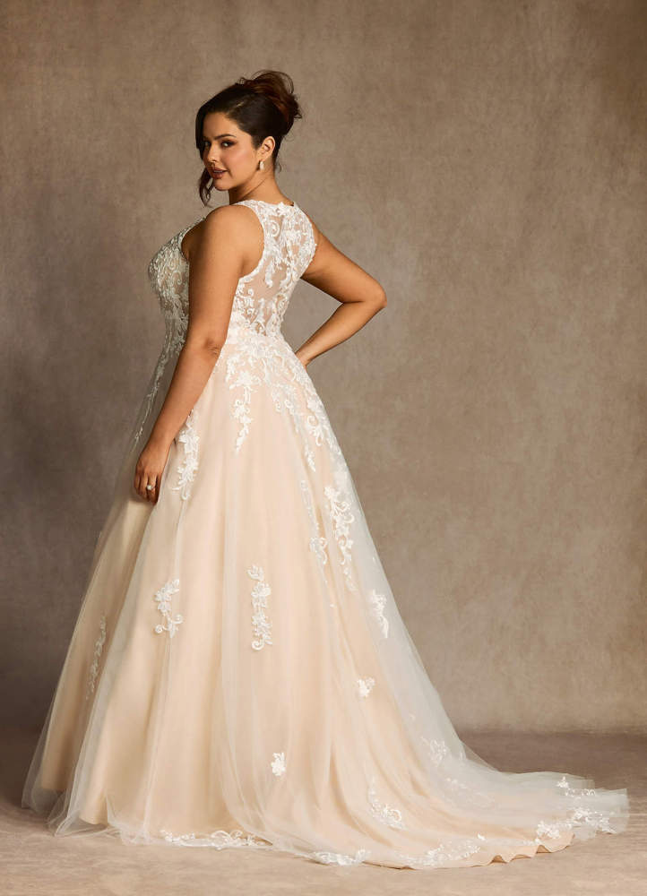 elyessen Diamond White A-Line Sweetheart Lace Tulle Dress