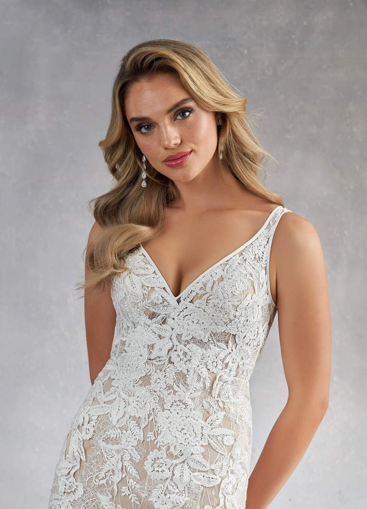 elyessen Konstantin Diamond White Champagne Mermaid Sequins Tulle Dress