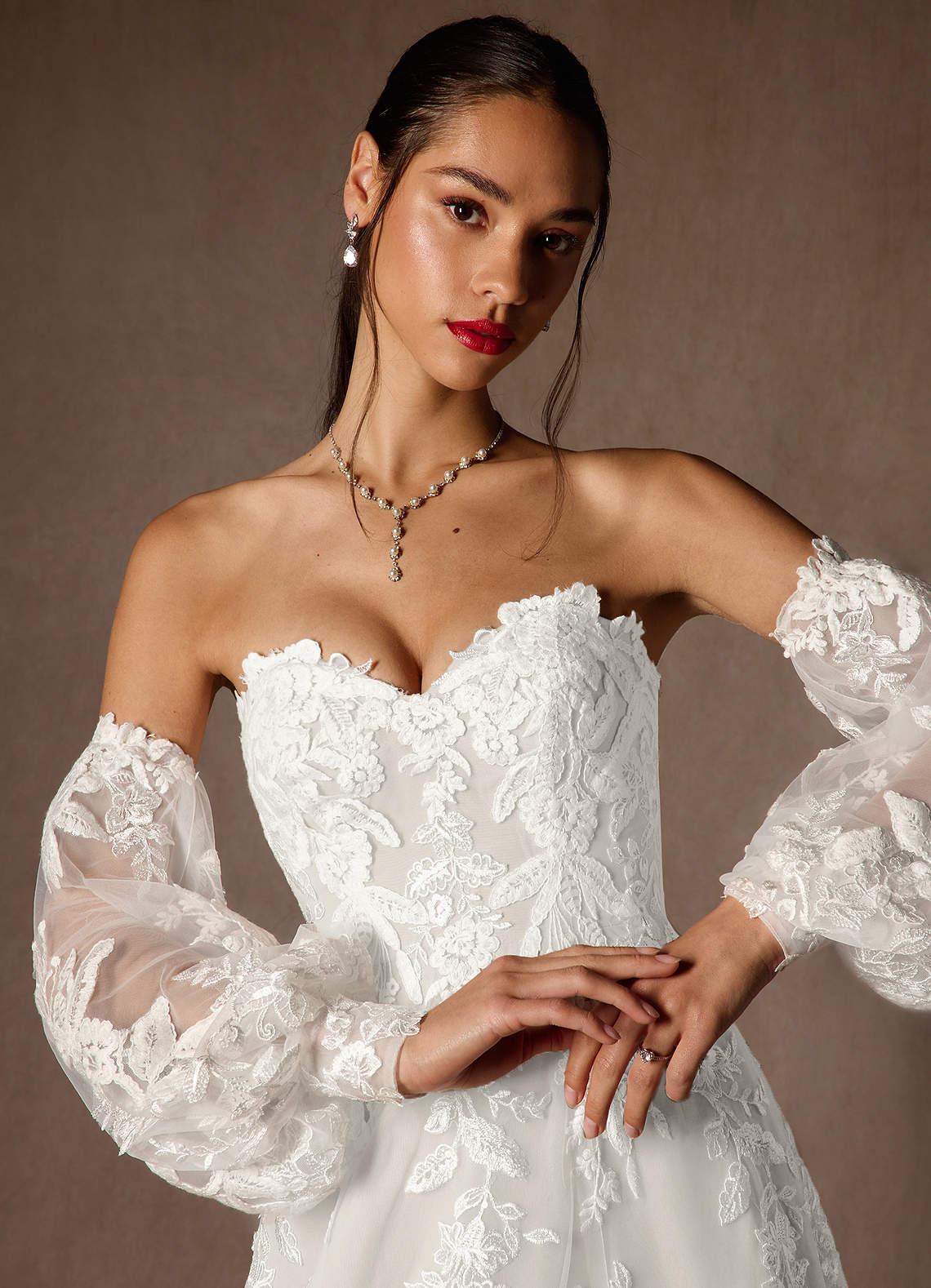 elyessen Madeleine Diamond White Ball-Gown Strapless Lace Dress