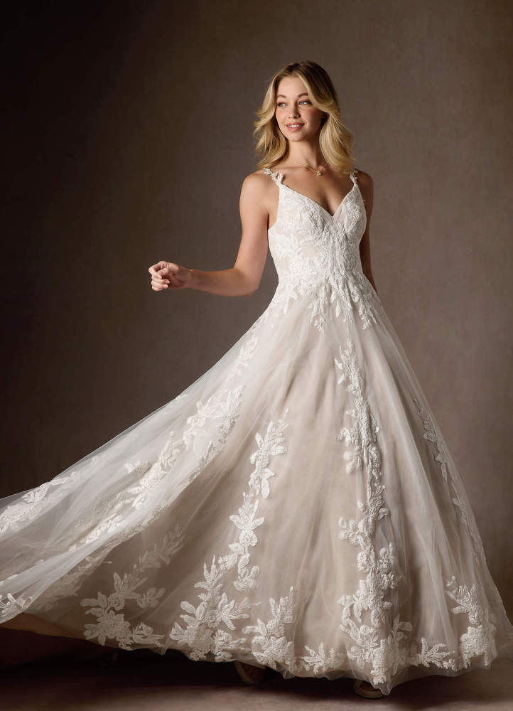 elyessen  Diamond White A-Line V-Neck Sequins Tulle Dress