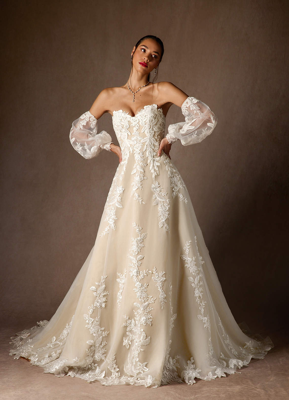 elyessen Madeleine Diamond White Ball-Gown Strapless Lace Dress