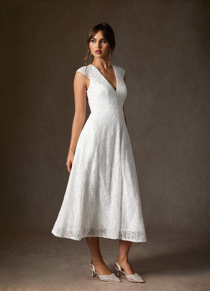 elyessen Lilly Diamond White A-Line Lace Dress