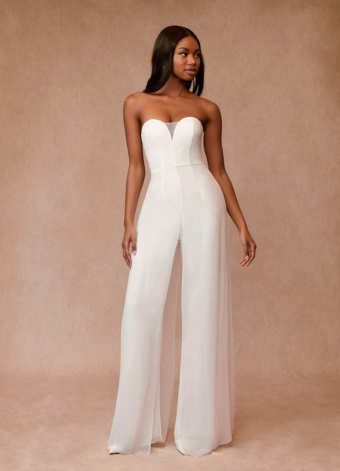 elyessen Tamara Diamond White Pant Styles Strapless Chiffon Dress