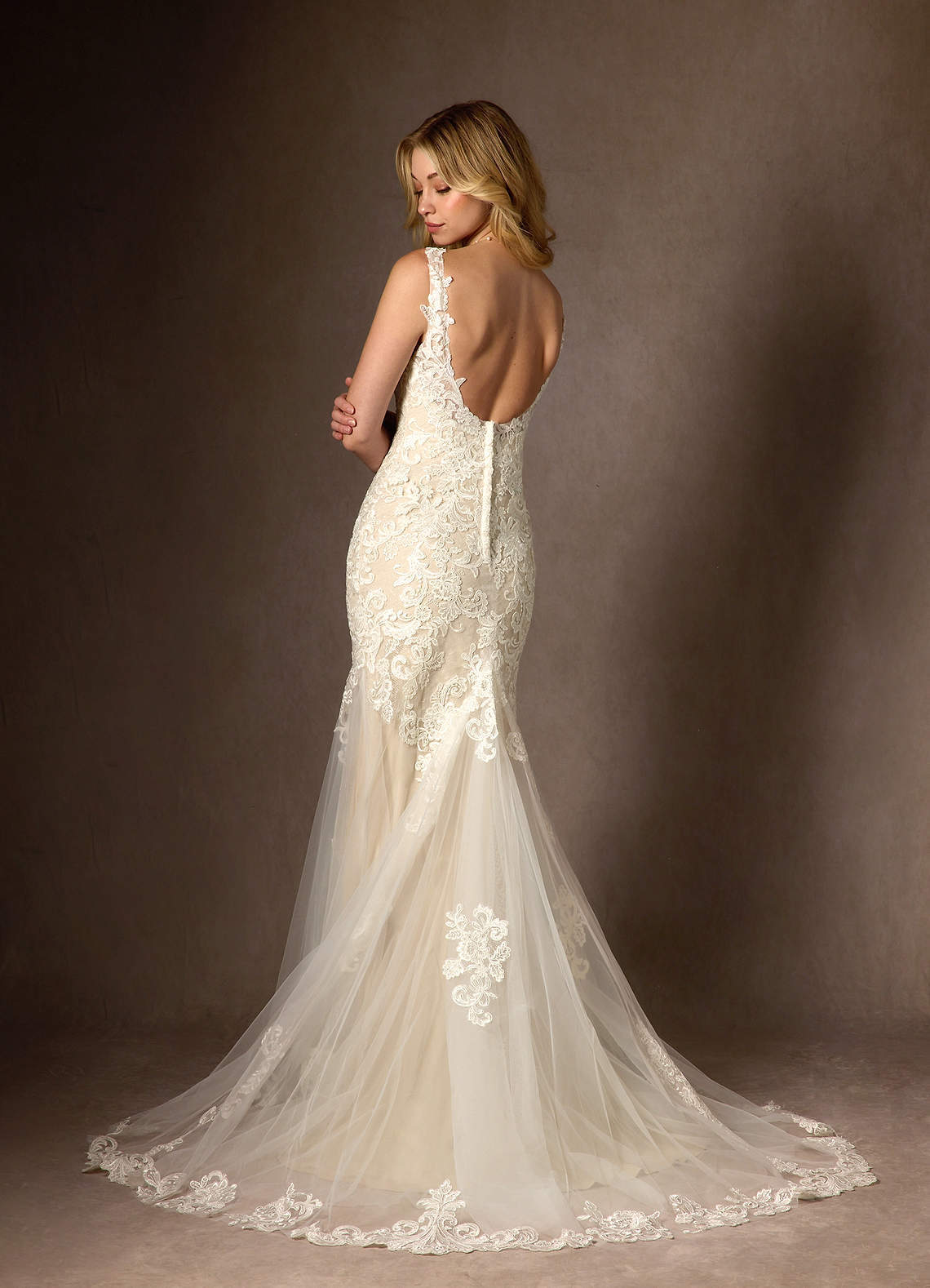 elyessen Poppy Diamond White Mermaid Sequins Tulle Dress