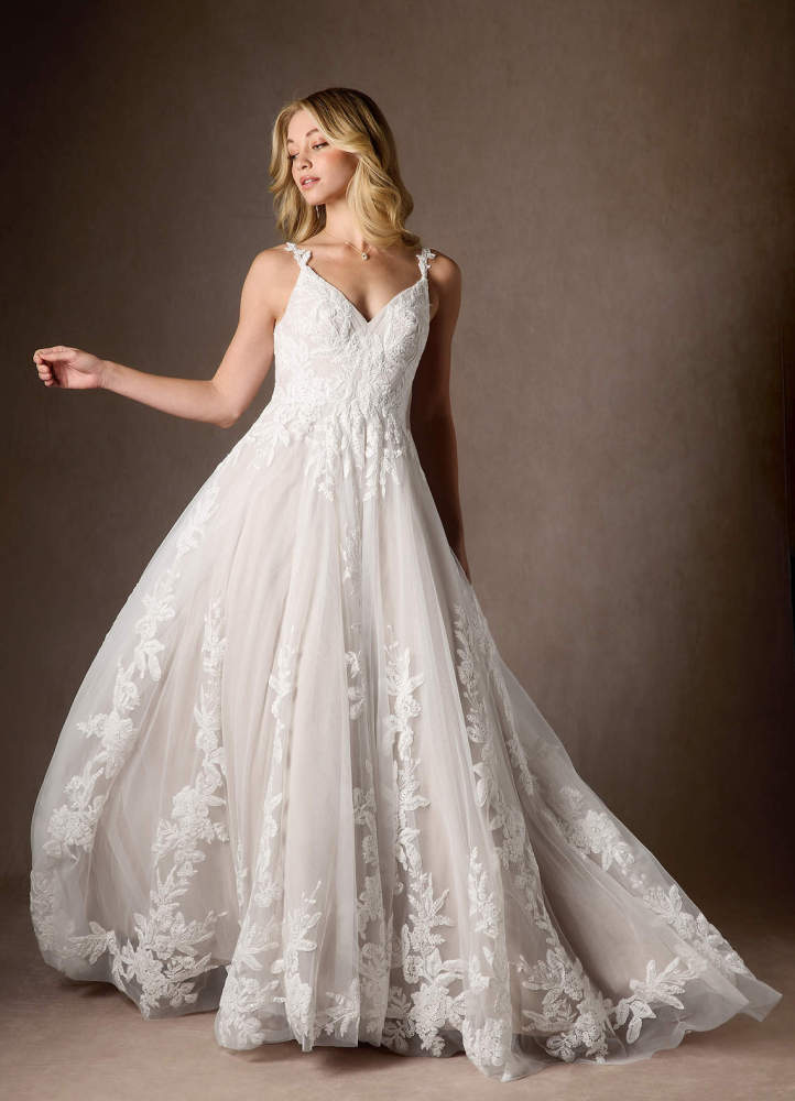 elyessen  Diamond White A-Line V-Neck Sequins Tulle Dress