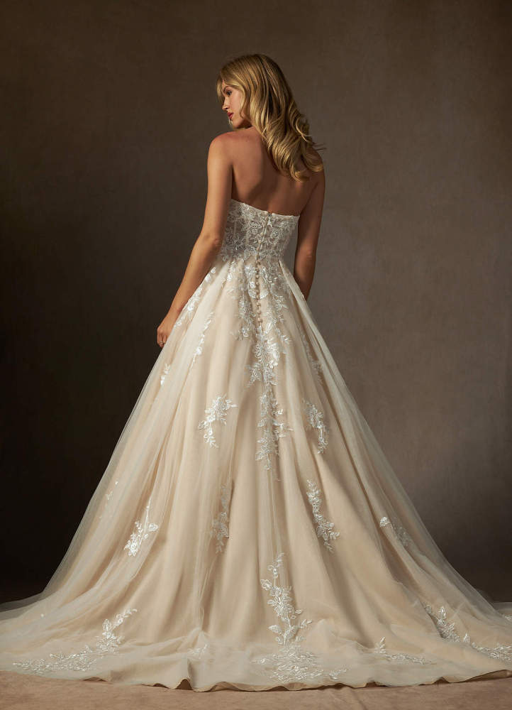 elyessen  Diamond White Ball-Gown Strapless Lace Dress