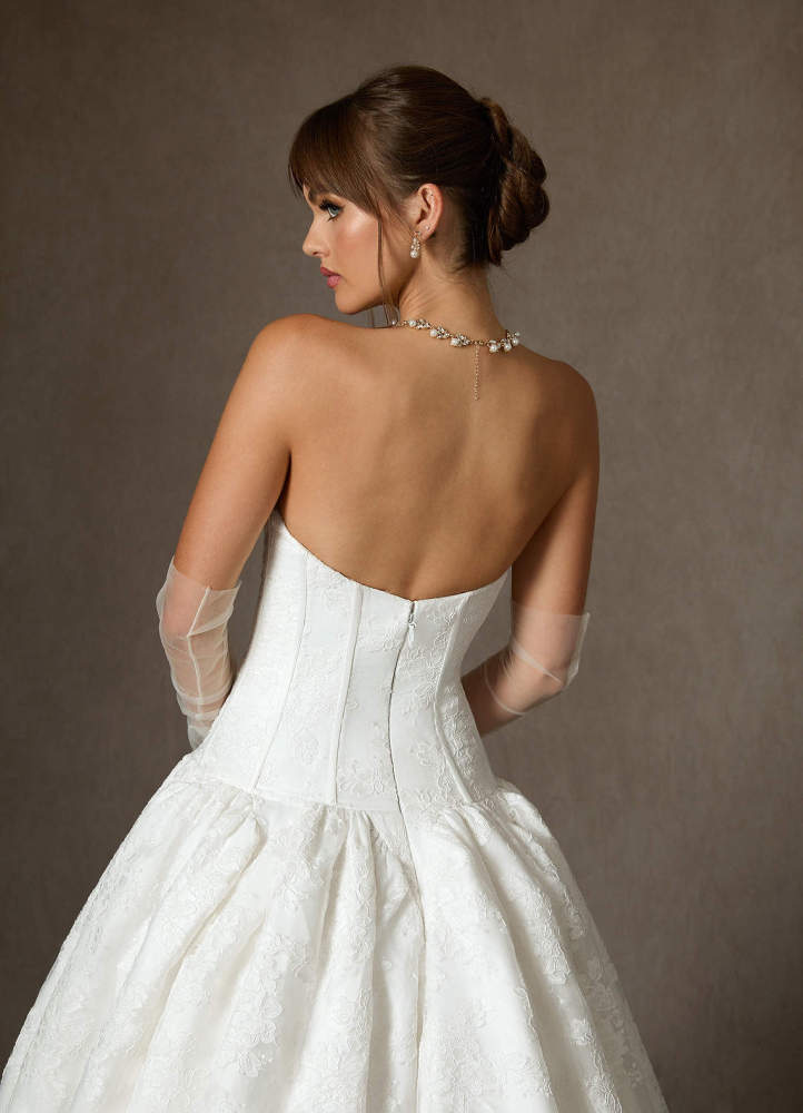 elyessen Giselle Diamond White Ball-Gown Strapless Lace Dress