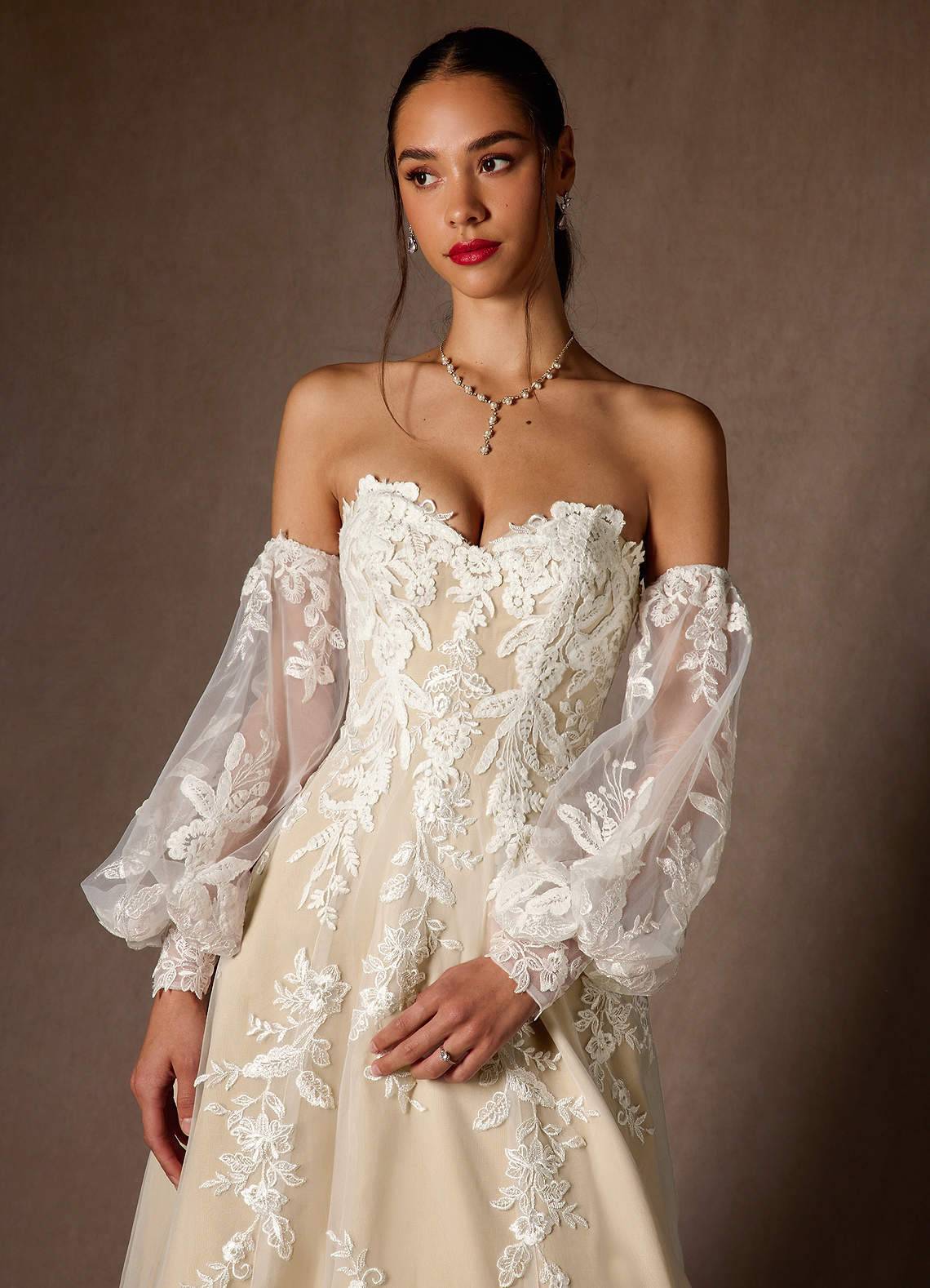 elyessen Madeleine Diamond White Ball-Gown Strapless Lace Dress