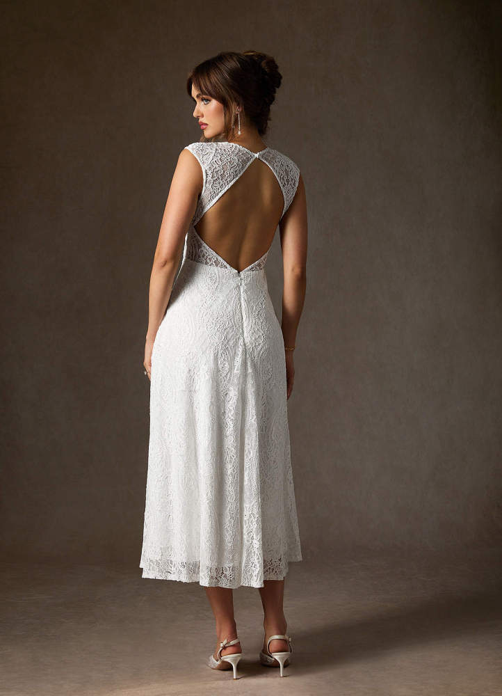 elyessen Lilly Diamond White A-Line Lace Dress