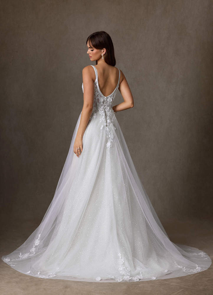 elyessen Jovana Diamond White A-Line Scoop Tulle Dress