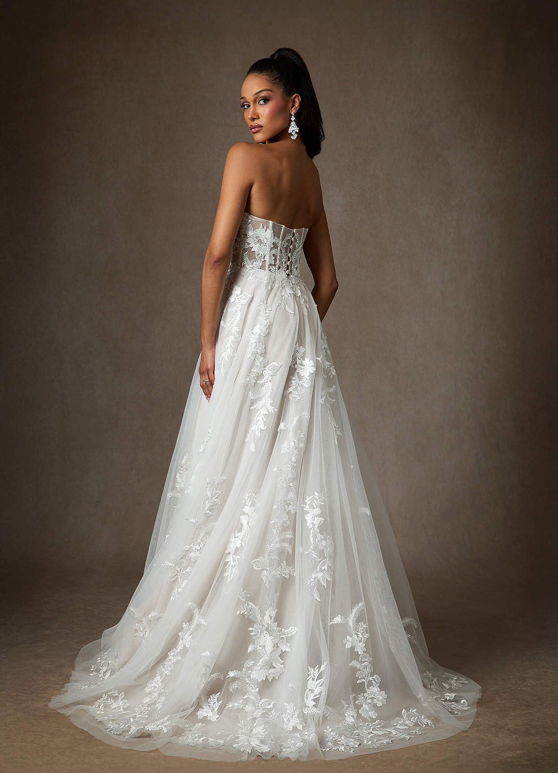 elyessen Aurorie Diamond White A-Line Sequins Tulle Dress