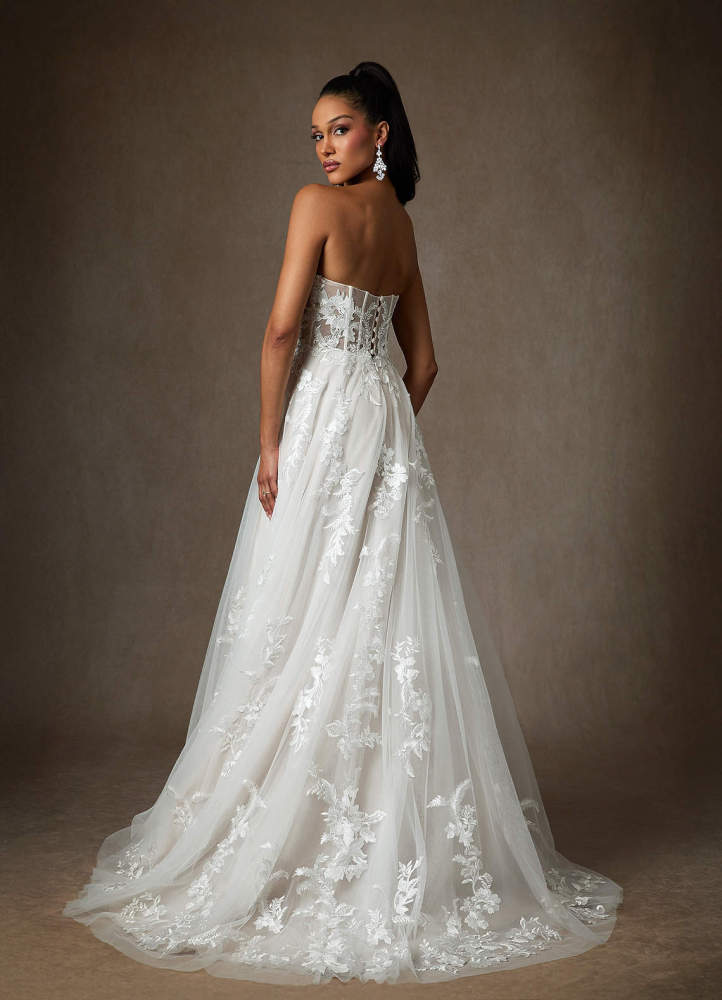 elyessen Aurorie Diamond White A-Line Sequins Tulle Dress