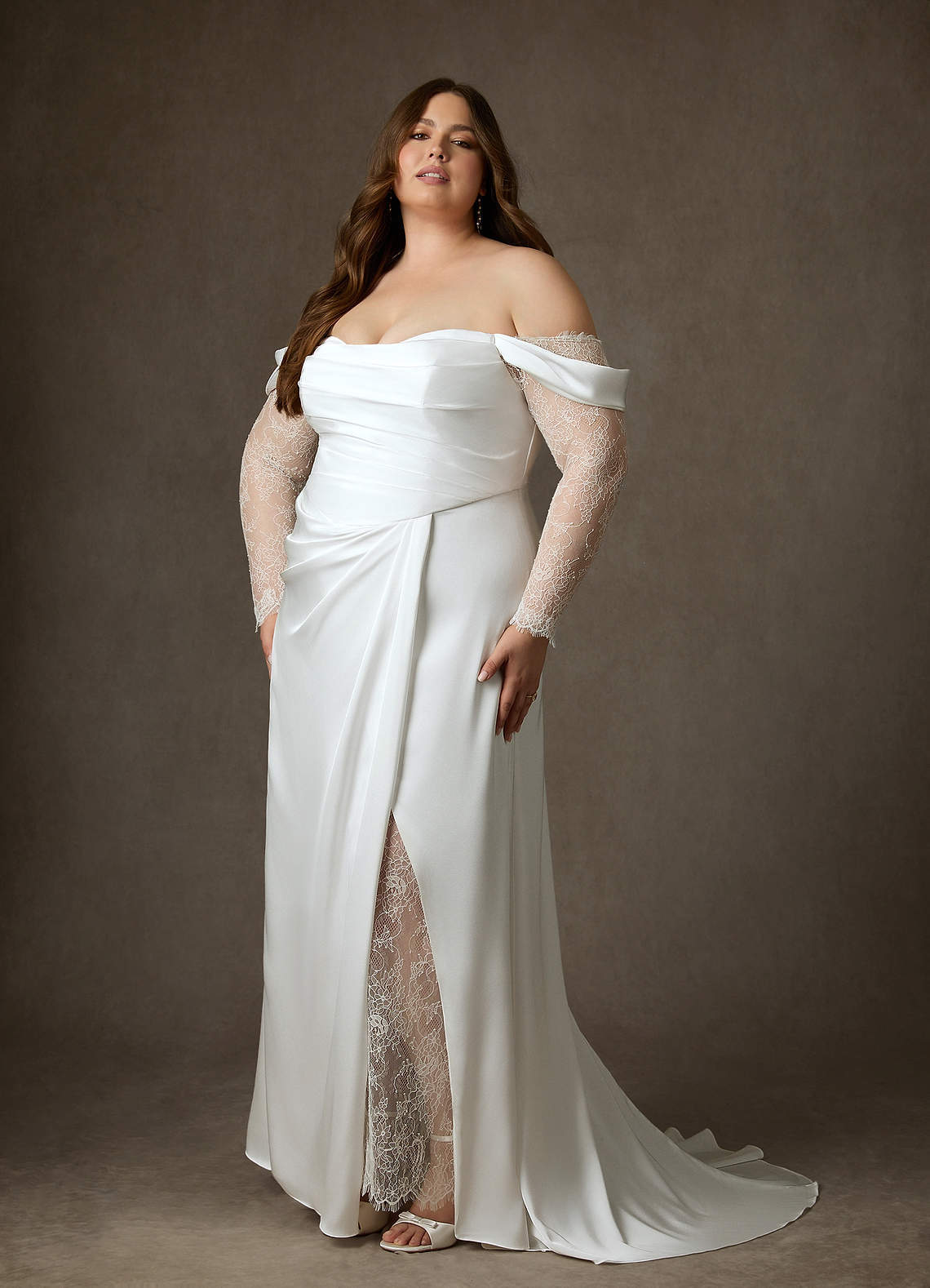 elyessen Alexa Stretch Diamond White A-Line Sweetheart Neckline Lace Dress