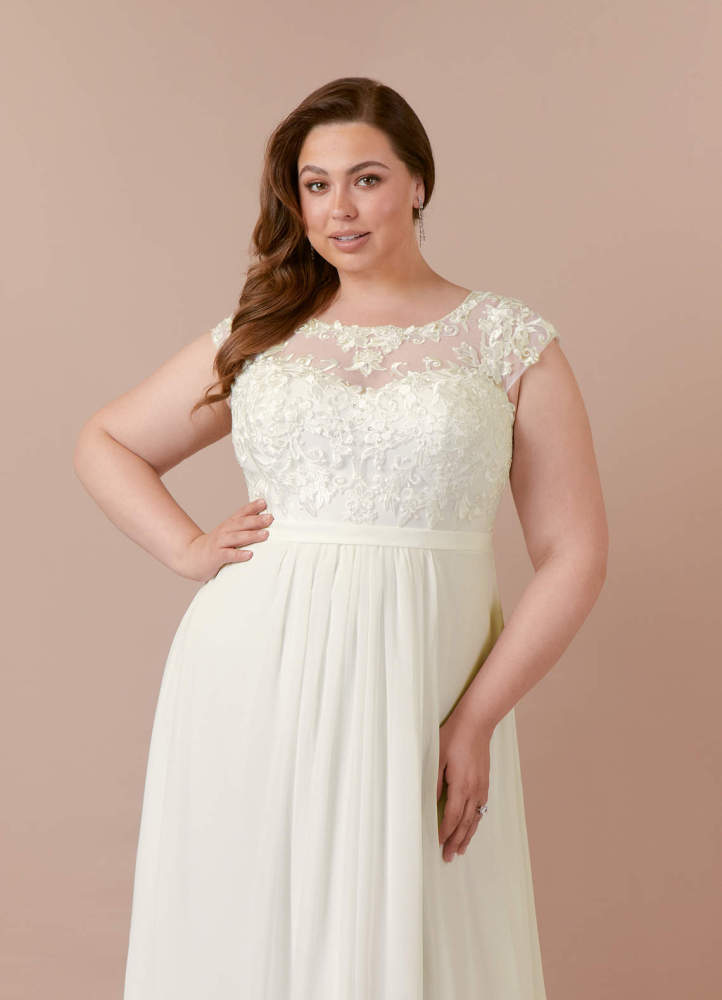 elyessen  Diamond White A-Line Scoop Sequins Chiffon Dress