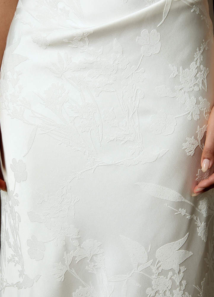 elyessen Keala Diamond White Sheath Strapless Floral Jacquard Dress