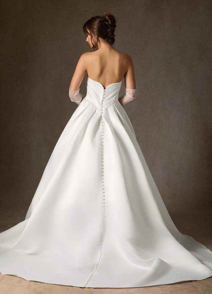 elyessen Adelise Diamond White Ball-Gown Strapless Satin Dress