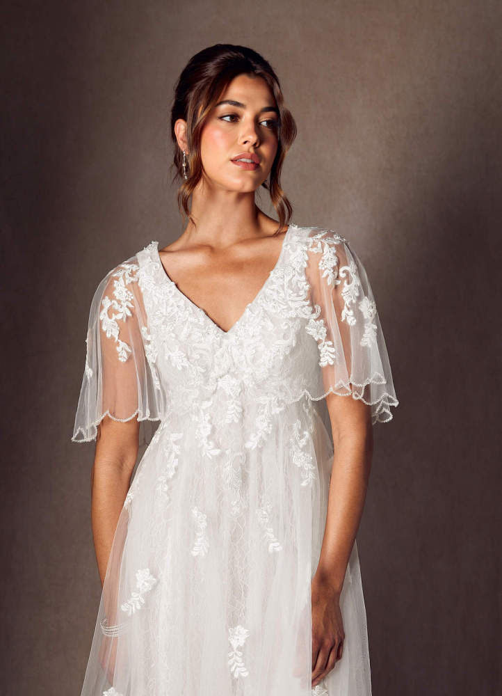elyessen Renesmee Diamond White A-Line Sequins Tulle Dress