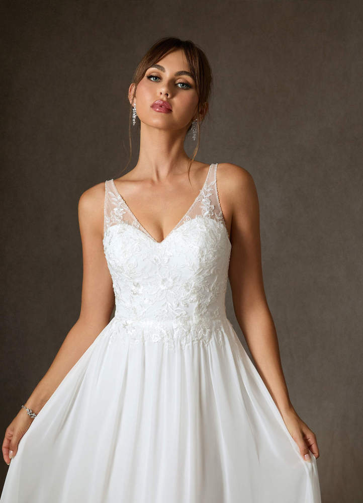 elyessen Carmella Diamond White A-Line Sequins Chiffon Dress