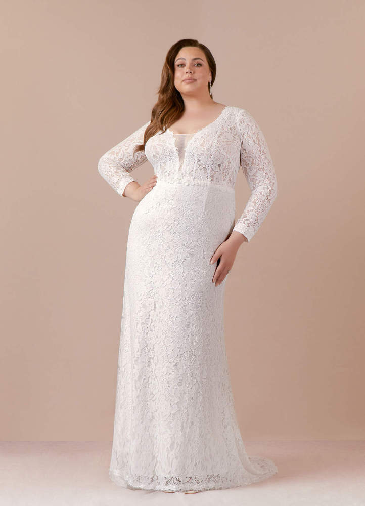 elyessen Indie Cream Sheath V-Neck Tulle Dress