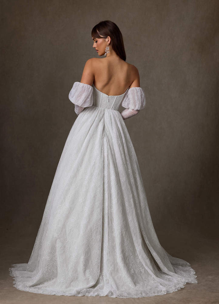 elyessen Sienna Diamond White A-Line Sweetheart Neckline Lace Dress
