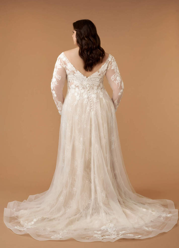 elyessen  Diamond White Champagne A-Line V-Neck Sequins Tulle Dress