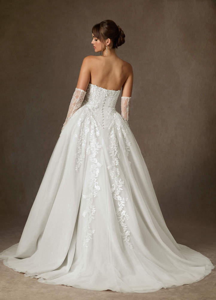elyessen Sonnet Diamond White Ball-Gown Strapless Lace Dress