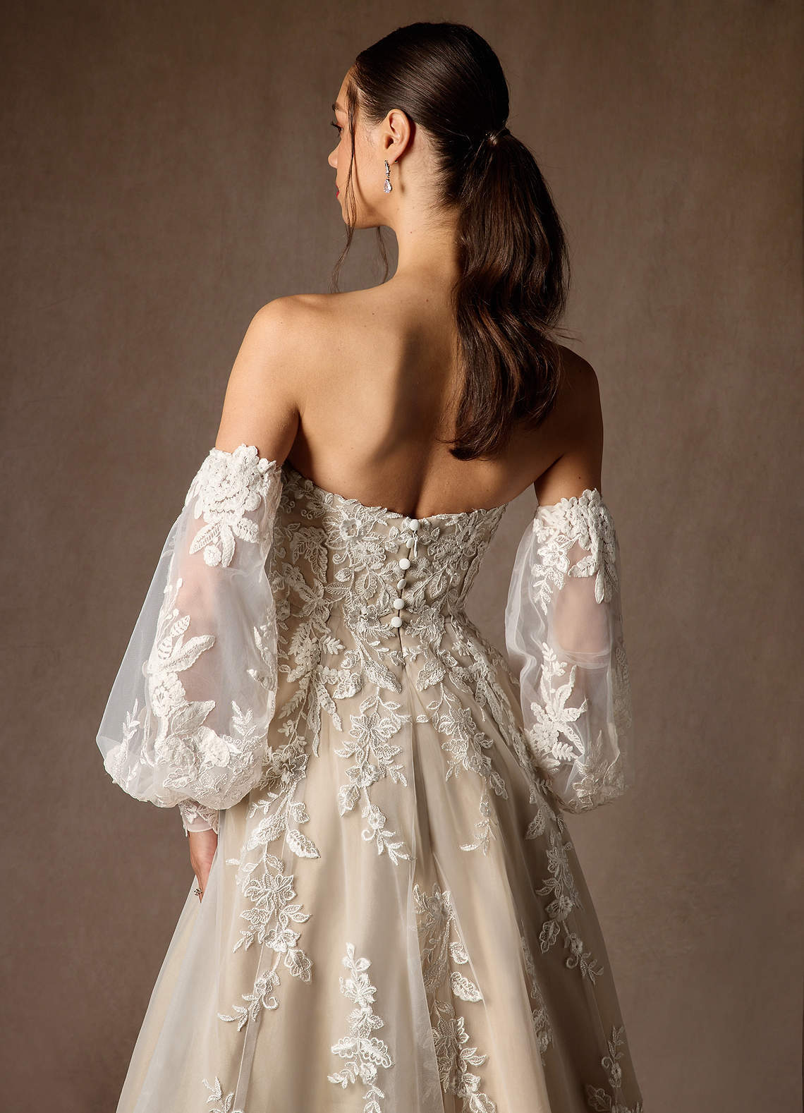 elyessen  Diamond White Ball-Gown Strapless Lace Dress