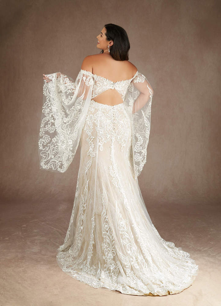 elyessen  Diamond White Champagne Mermaid V-Neck Sequins Lace Dress