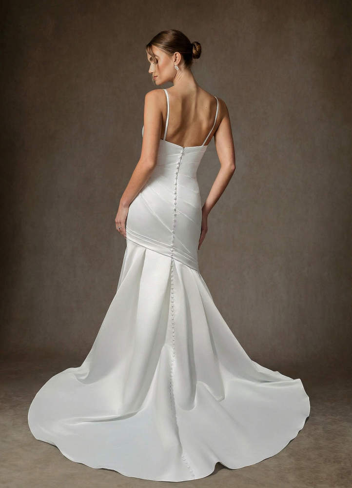 elyessen Abelia Diamond White Mermaid Strapless Satin Dress