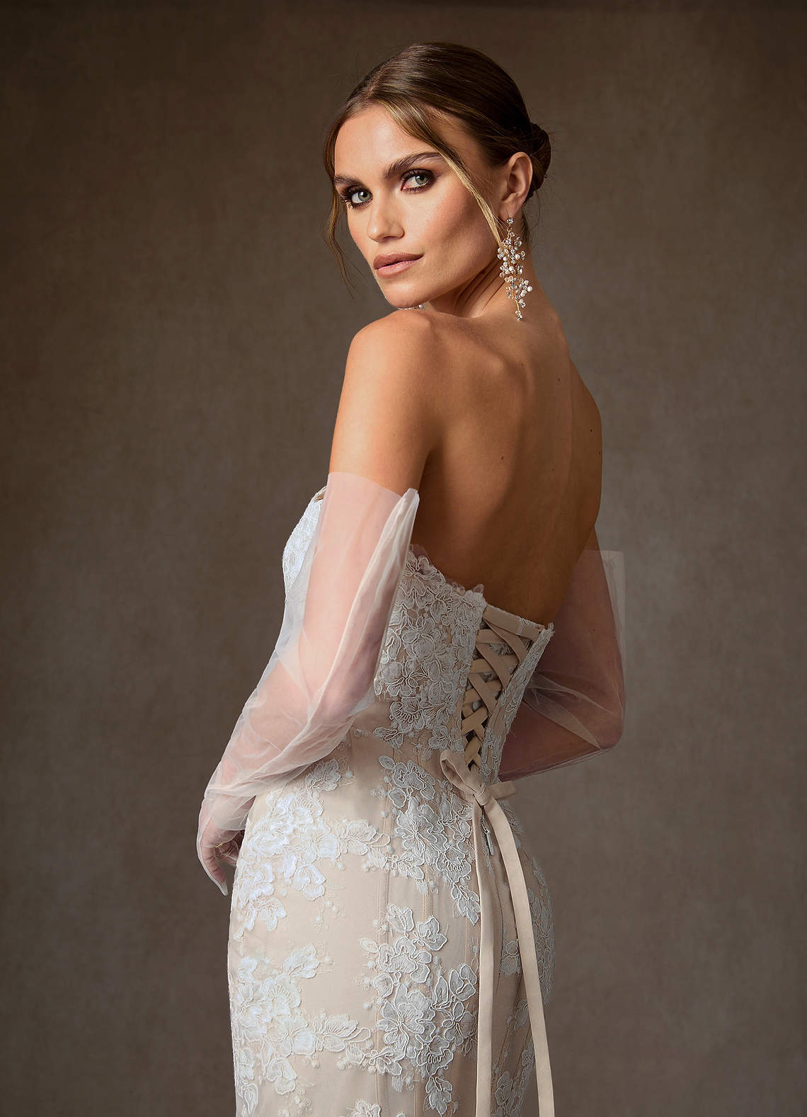 elyessen Janice Diamond White Mermaid Strapless Lace Dress