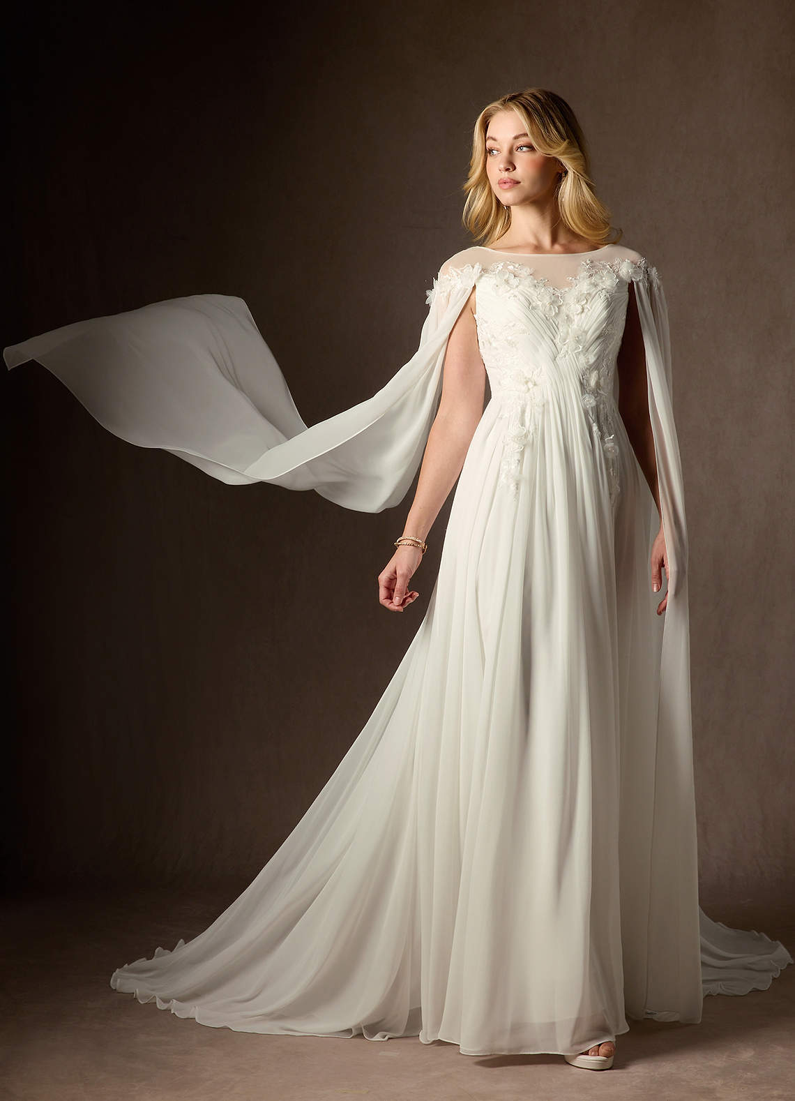 elyessen Diamond White A-Line Scoop Chiffon Dress